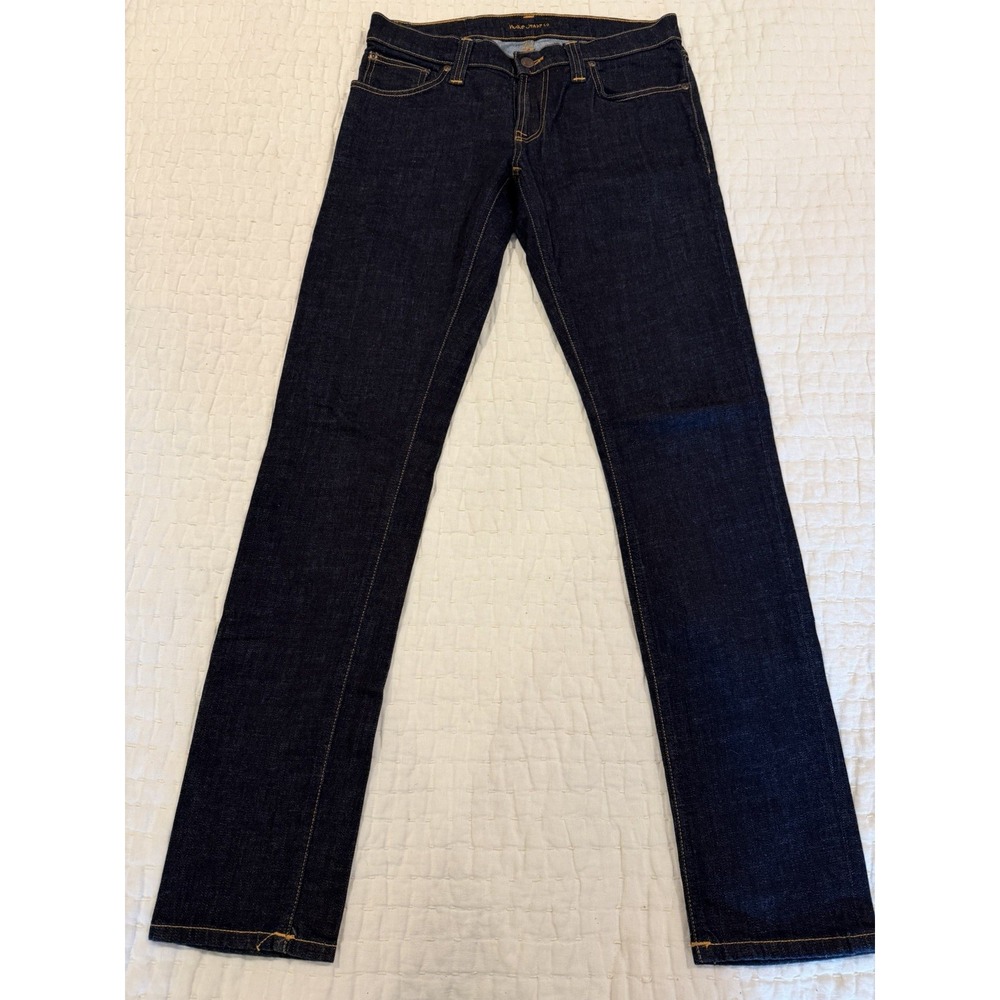 Nudie Men's Indigo Blue Men's Jeans Long John Skinny 30x32 Organic Cotton